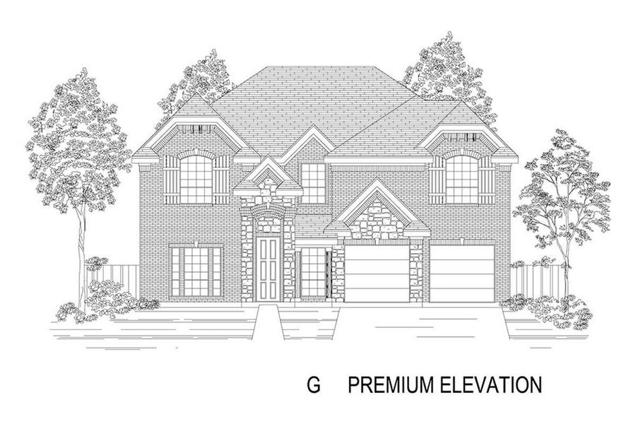 Representative rendering of the exterior for the Hillcrest 45 2F (w/Media) by First Texas Homes (Image 11).