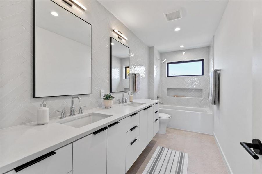 Guest bath with double vanities