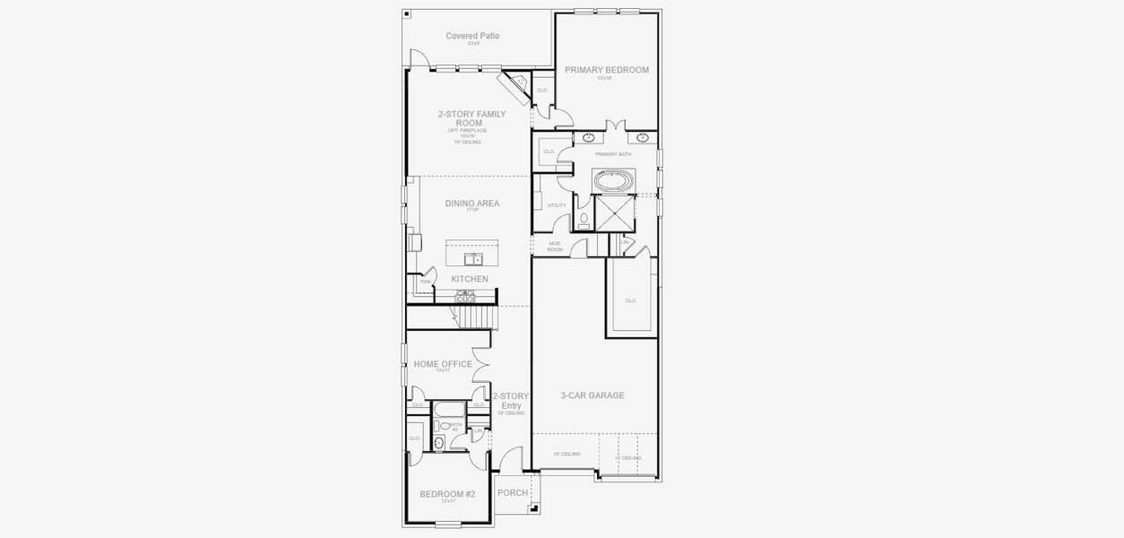 2D floor plan layout for the 3241W by Perry Homes in Walsh Ranch 50', Aledo, TX (Image 3).
