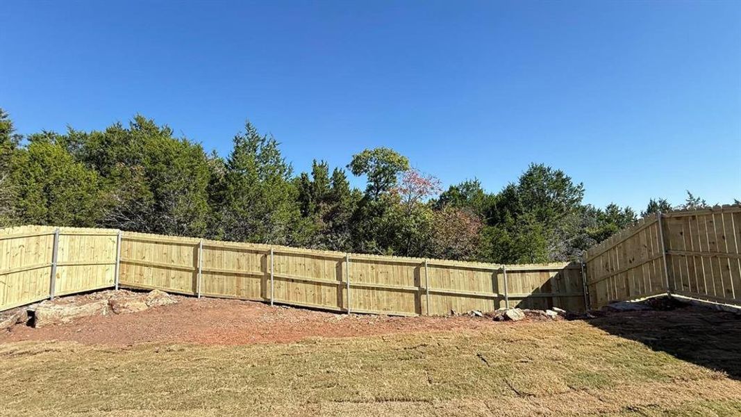 View of fenced backyard