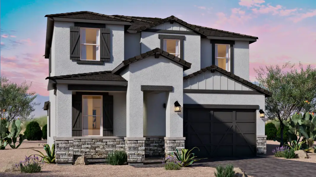 Representative exterior photo of a completed home built from the Stork by D.R. Horton in Upper Canyon, Phoenix, AZ (Image 3). Representative exterior photo of a completed home built from the Stork by D.R. Horton in Upper Canyon, Phoenix, AZ (Image 3).