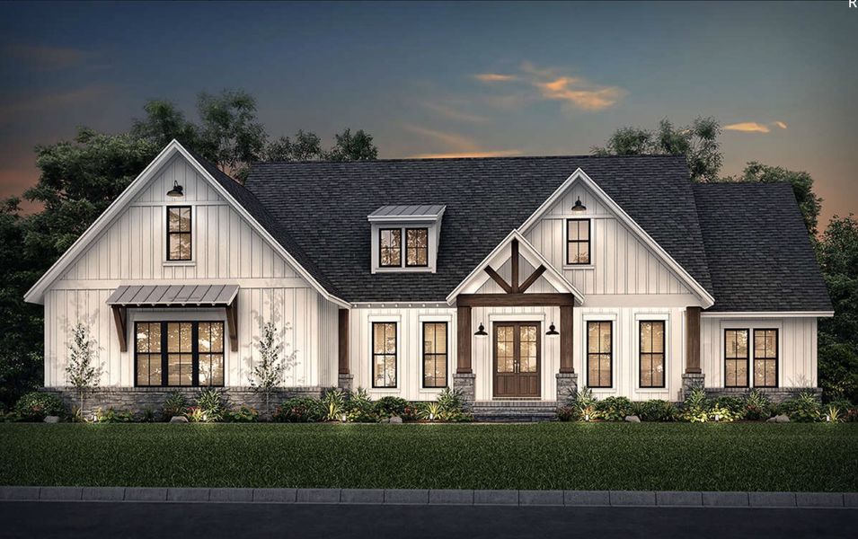 Representative exterior photo of a completed home built from the Margot by Zeal Home Builders in Echo Grove, Poolville, TX (Image 2). Representative exterior photo of a completed home built from the Margot by Zeal Home Builders in Echo Grove, Poolville, TX (Image 2).