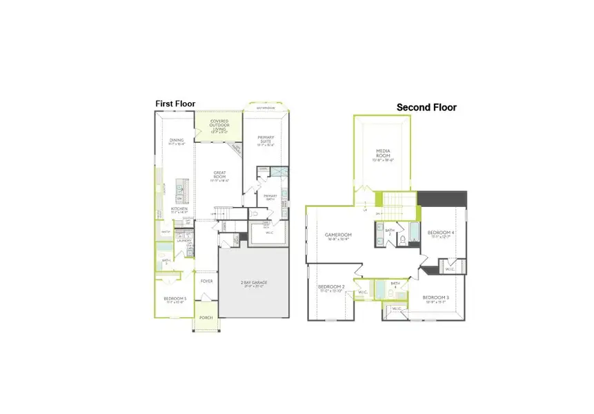 2D floor plan layout of this home in Painted Tree, McKinney, TX (Image 5).
