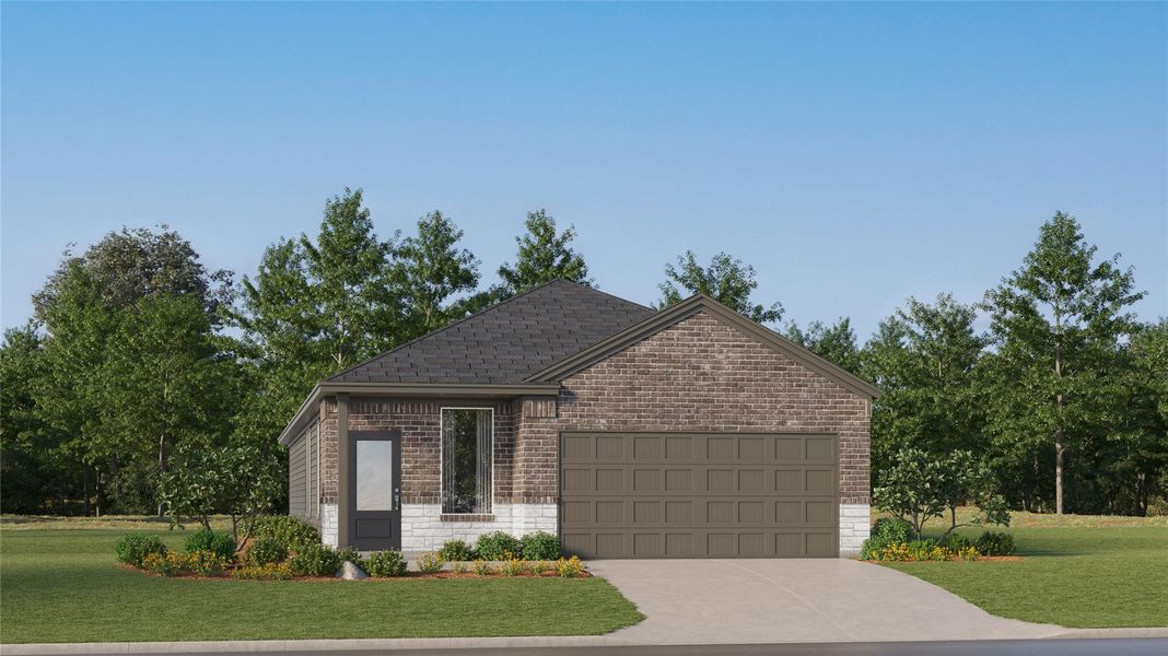 Front exterior of a new home in Elm Creek, Elgin, TX, highlighting curb appeal (Image 22).