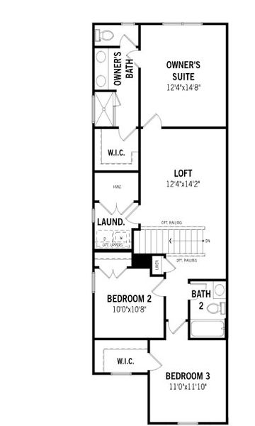 2D floor plan layout for the Aurora II by Mattamy Homes in Vaughan Farms, Angier, NC (Image 4).