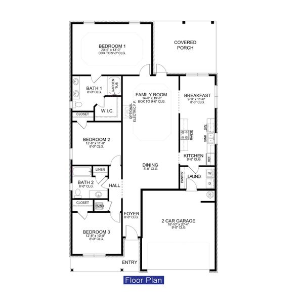 2D floor plan layout of this home in The Bluffs at Lafayette, Freeport, FL (Image 2).