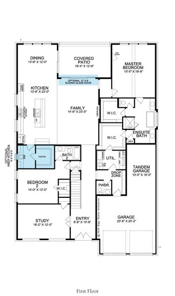 2D floor plan layout for the Pacifica by Landon Homes in Fields - Brookside North, Frisco, TX (Image 5).