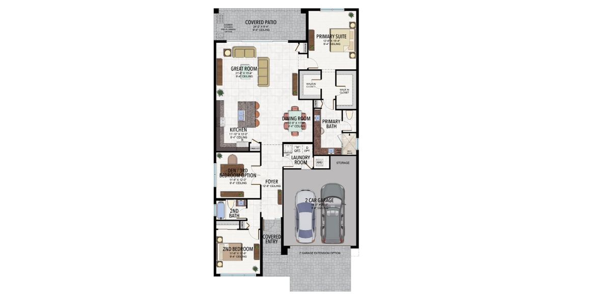 2D floor plan layout for the Ibis by GL Homes in Valencia Ridge, Wesley Chapel, FL (Image 5).