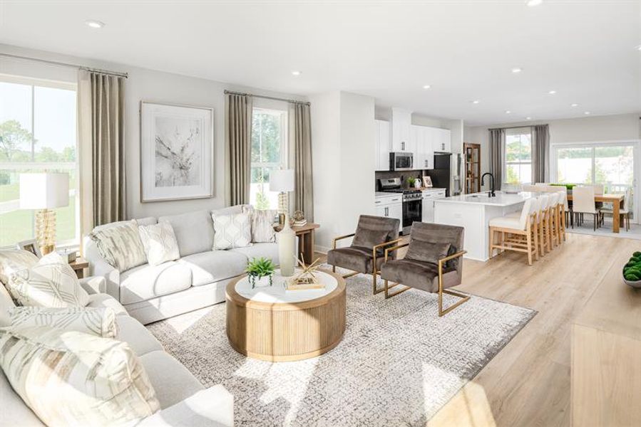 Representative furnished interior of a home built from the Sonata by Ryan Homes in Townes at The Station, Apex (Image 8). Representative furnished interior of a home built from the Sonata by Ryan Homes in Townes at The Station, Apex (Image 8).