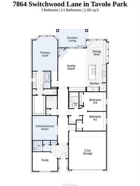 2D floor plan layout of this home in Tavolo Park, Fort Worth, TX (Image 3).