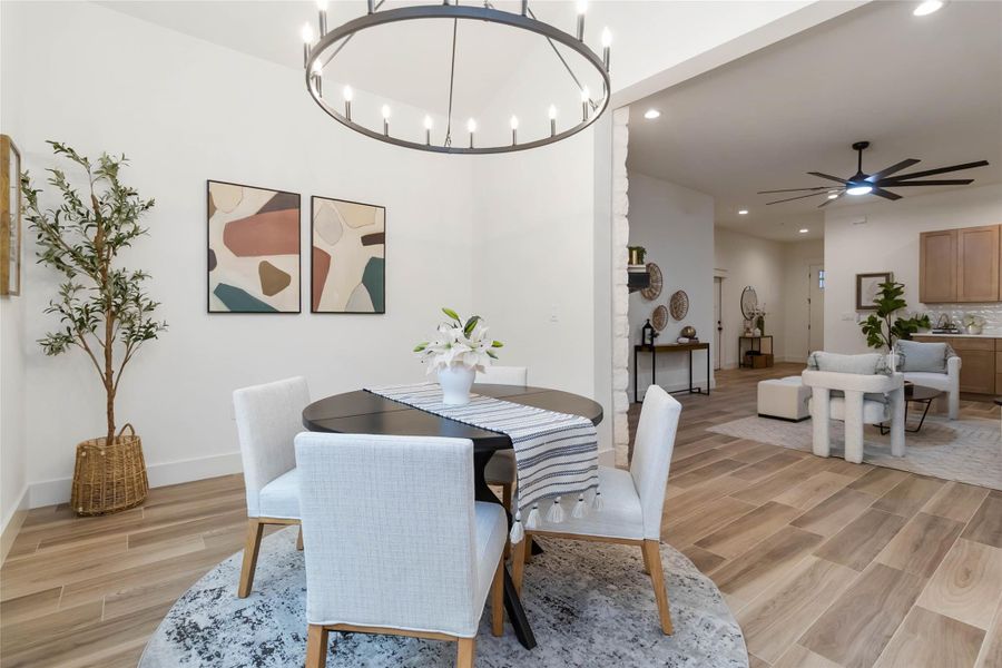 Dedicated dining area with cathedral ceiling Dedicated dining area with cathedral ceiling
