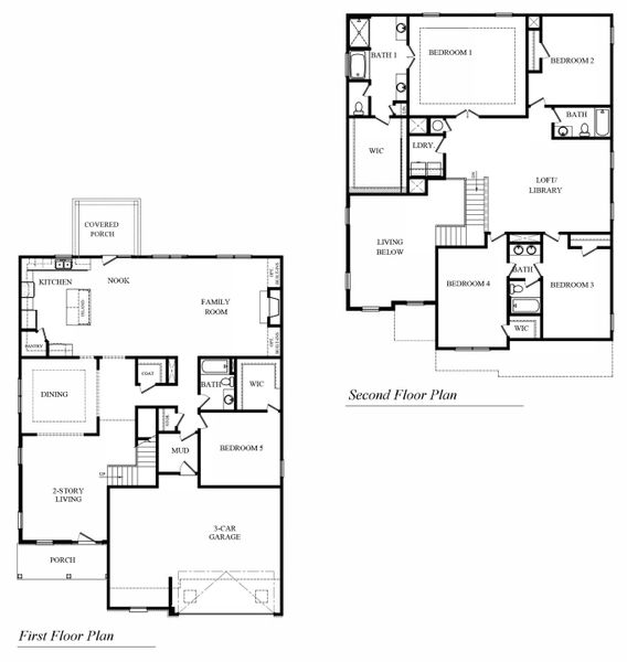 2D floor plan layout for the Westerly by D.R. Horton in Holland Estates, Powder Springs, GA (Image 3).