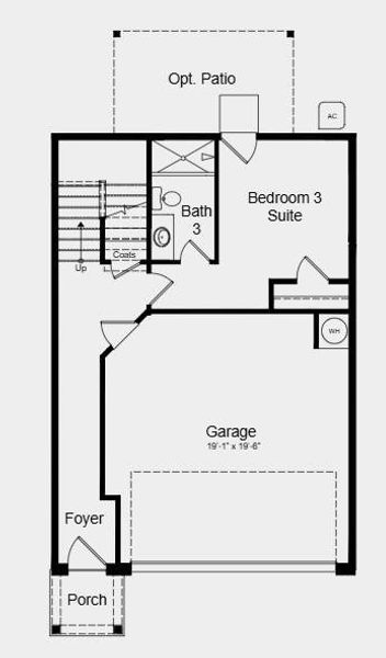 2D floor plan layout of this home in Rosewood Farm, Lawrenceville, GA (Image 4).