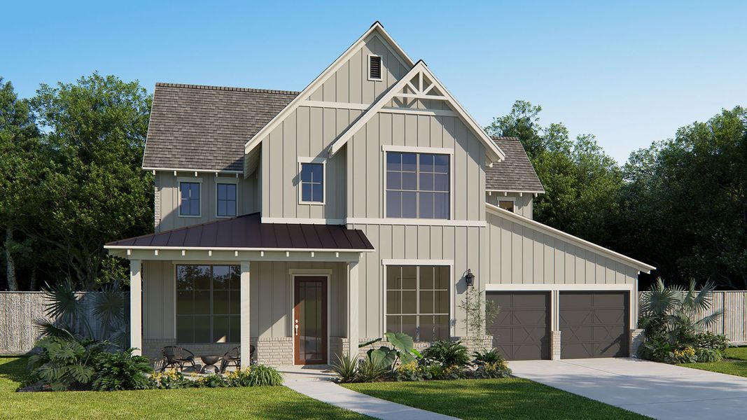 Representative exterior photo of a completed home built from the 553A by Britton Homes in Fields 60', Frisco, TX (Image 7). Representative exterior photo of a completed home built from the 553A by Britton Homes in Fields 60', Frisco, TX (Image 7).