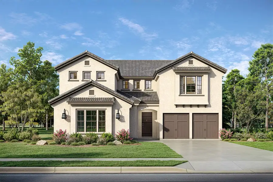 Representative exterior photo of a completed home built from the Hampton by Landon Homes in Fields - Brookside North, Frisco, TX (Image 1). Representative exterior photo of a completed home built from the Hampton by Landon Homes in Fields - Brookside North, Frisco, TX (Image 1).