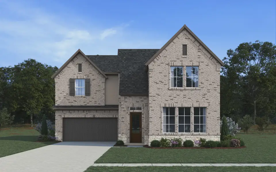 Representative exterior photo of a completed home built from the Virginia by Chesmar Homes in The Courtyards at Trinity Falls, McKinney, TX (Image 4). Representative exterior photo of a completed home built from the Virginia by Chesmar Homes in The Courtyards at Trinity Falls, McKinney, TX (Image 4).
