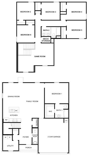 2D floor plan layout for the Denise by D.R. Horton in Eastern Wells, Jarrell, TX (Image 3).