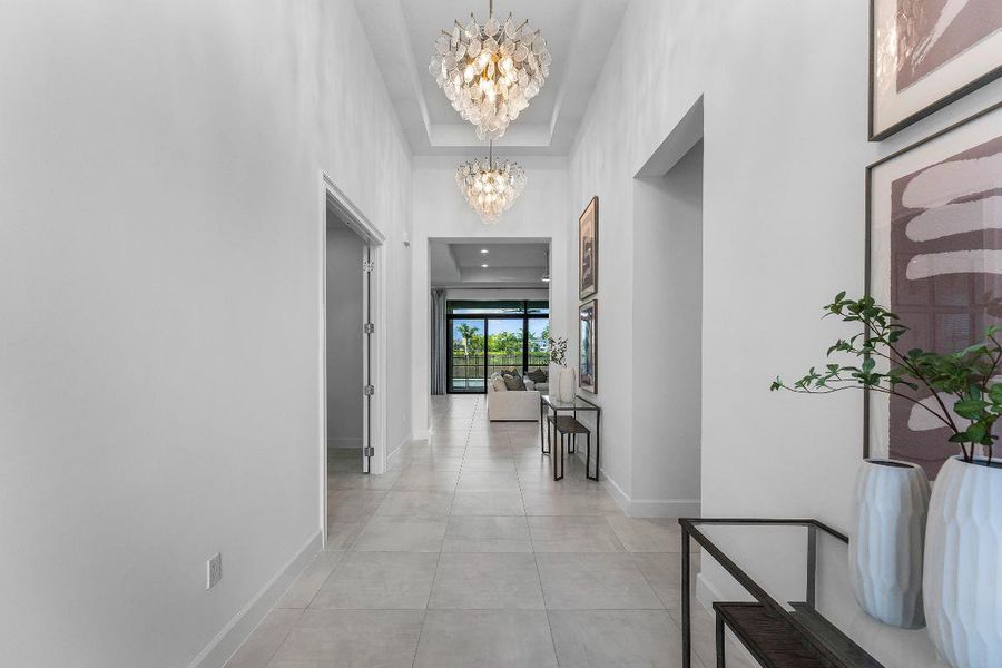 Foyer With Coffered Ceiling