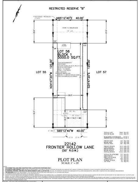 22142 Frontier Hollow Lane Preliminary Plot Plan 22142 Frontier Hollow Lane Preliminary Plot Plan