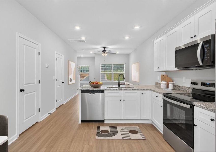 The kitchen comes with brand-new appliances