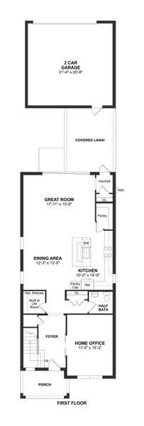2D floor plan layout for the Suncrest by K. Hovnanian® Homes in Osprey Ranch, Winter Garden, FL (Image 3). 2D floor plan layout for the Suncrest by K. Hovnanian® Homes in Osprey Ranch, Winter Garden, FL (Image 3).