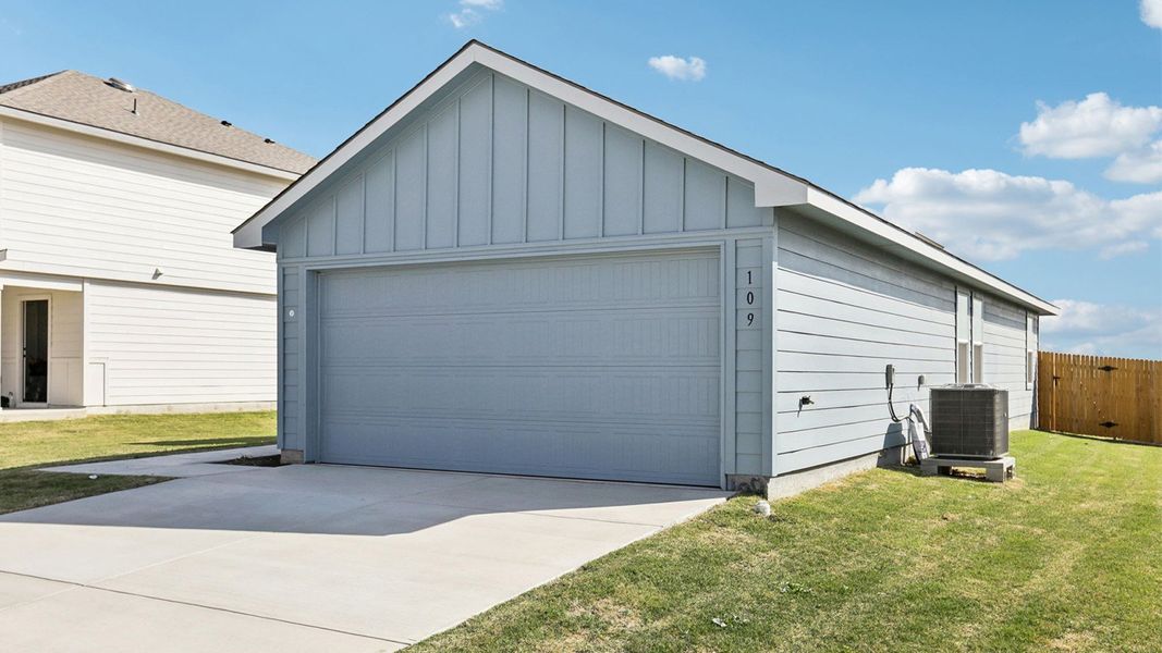 Front exterior of a new home in The Villages at Schwertner Ranch, Jarrell, TX, highlighting curb appeal (Image 17).