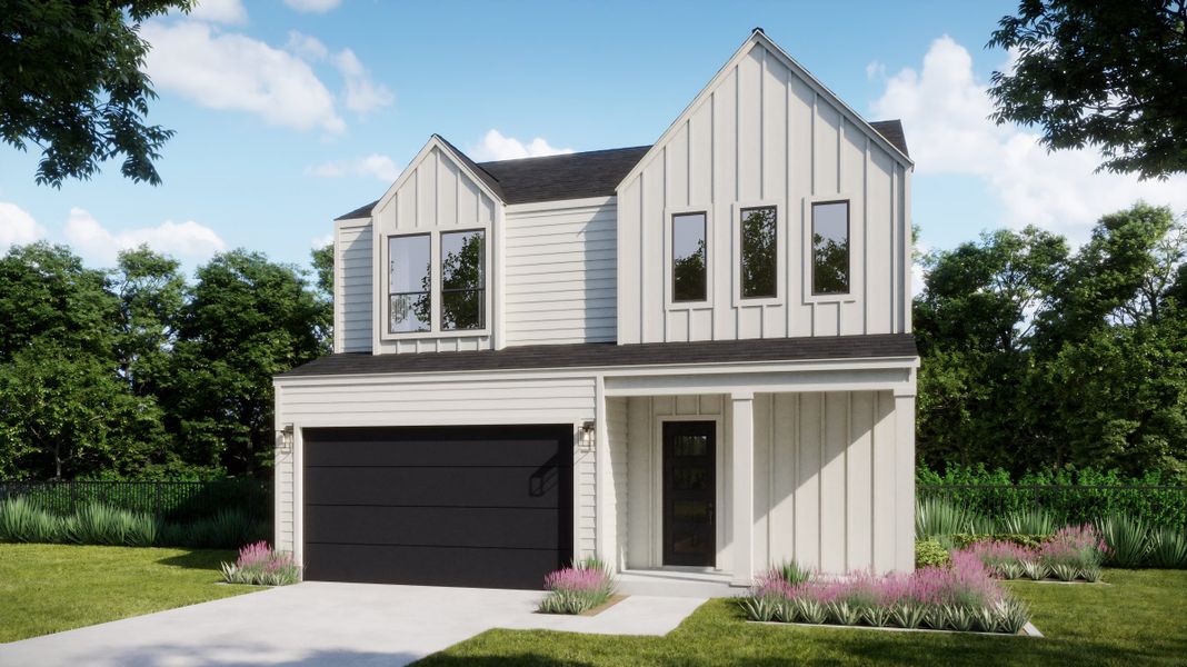 Representative exterior photo of a completed home built from the Aaron by Risewell Homes in Novel, Austin, TX (Image 1). Representative exterior photo of a completed home built from the Aaron by Risewell Homes in Novel, Austin, TX (Image 1).