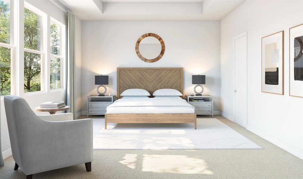 Tranquil primary suite (*Artist rendering used for illustration purposes only.)