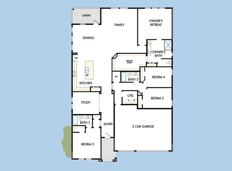 2D floor plan layout for the The Castanie by David Weekley Homes in The Preserve at Laurelton – The Haven Collection, Green Cove Springs, FL (Image 3). 2D floor plan layout for the The Castanie by David Weekley Homes in The Preserve at Laurelton – The Haven Collection, Green Cove Springs, FL (Image 3).