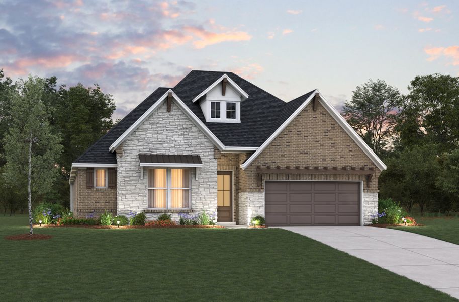 Representative exterior photo of a completed home built from the Lynnewood by Beazer Homes in Ellwood: Prestige Collection, Iowa Colony, TX (Image 1).