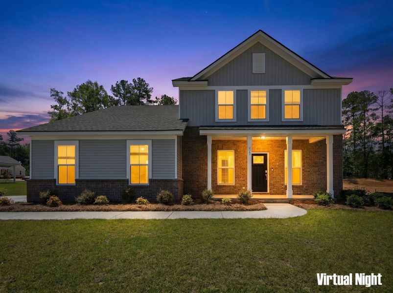 Front exterior of a new home in Oakleaf Chase, Blythewood, SC, highlighting curb appeal (Image 2). Front exterior of a new home in Oakleaf Chase, Blythewood, SC, highlighting curb appeal (Image 2).
