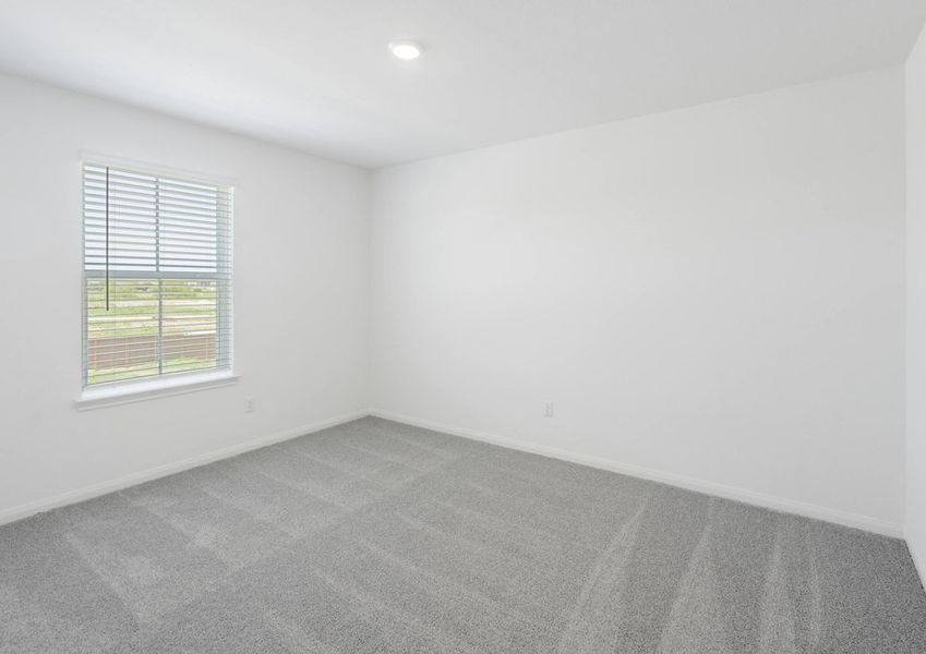 Secondary bedroom with lush carpet flooring