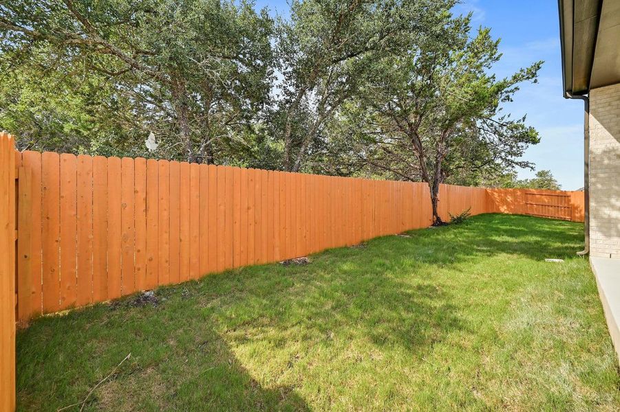 View of fenced backyard