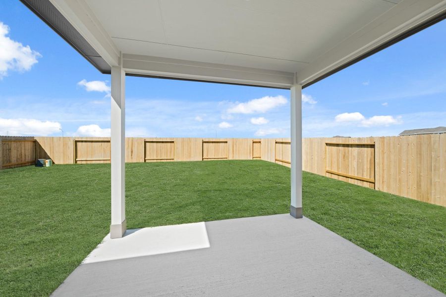 Exterior details and patio area of a home in Paloma at Sanford Farms, Waller (Image 3).