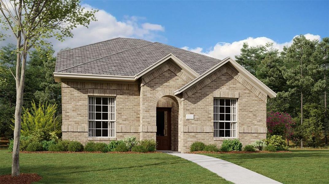 View of front facade featuring a front lawn