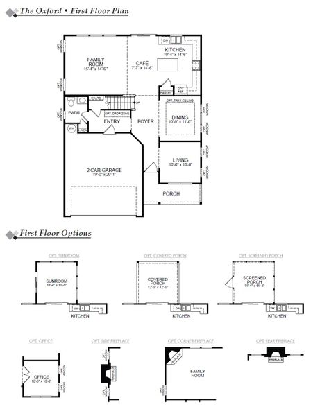 2D floor plan layout for the Oxford by Eastwood Homes in Oakley Pointe, Moncks Corner, SC (Image 3).