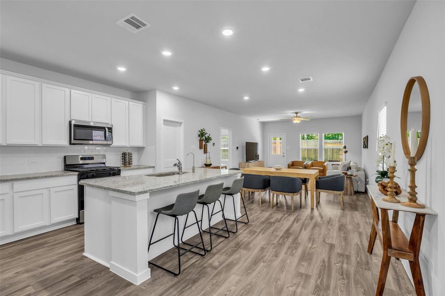 Spacious Open Concept Kitchen with Breakfast Island