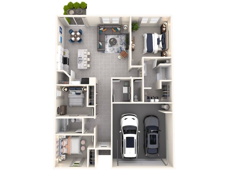 2D floor plan layout for the Bluebell by Meritage Homes in Magnolia Bay - Classic Series, Nokomis, FL (Image 4).