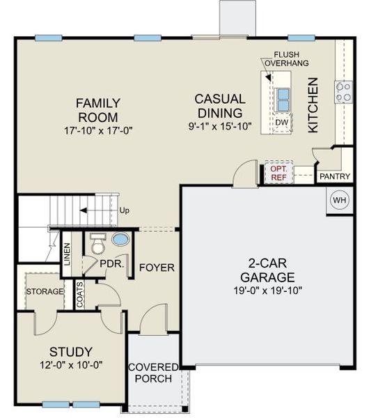 2D floor plan layout for the Freelance - Single Family Homes by Dream Finders Homes in Stout Cottages, Dunn, NC (Image 3). 2D floor plan layout for the Freelance - Single Family Homes by Dream Finders Homes in Stout Cottages, Dunn, NC (Image 3).