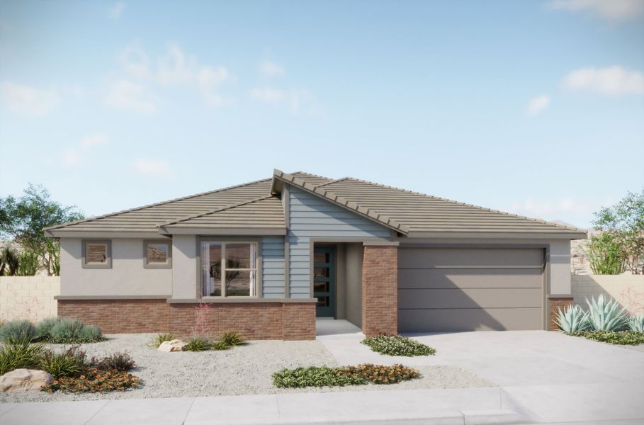 Representative exterior photo of a completed home built from the Burgundy by Mattamy Homes in Tavira at Twin Peaks, Marana, AZ (Image 2).