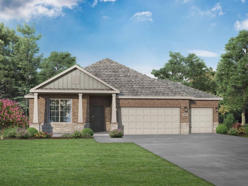 Front exterior of a new home in Waverly Estates, Nevada, TX, highlighting curb appeal (Image 1). Front exterior of a new home in Waverly Estates, Nevada, TX, highlighting curb appeal (Image 1).
