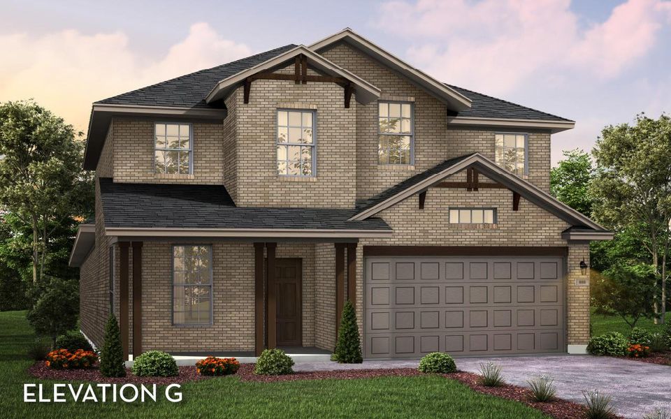 Front exterior of a new home in Wildrye, Waller, TX, highlighting curb appeal (Image 1). Front exterior of a new home in Wildrye, Waller, TX, highlighting curb appeal (Image 1).