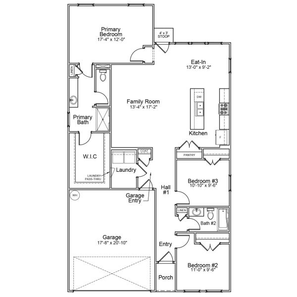 2D floor plan layout for the Lawrence - Genesis Value Collection by Mungo Homes in Six Oaks, Summerville, SC (Image 3).