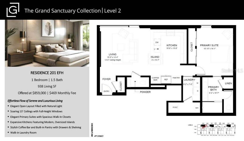 2D floor plan layout of this home in The Gallery Sarasota, Sarasota, FL (Image 2). 2D floor plan layout of this home in The Gallery Sarasota, Sarasota, FL (Image 2).