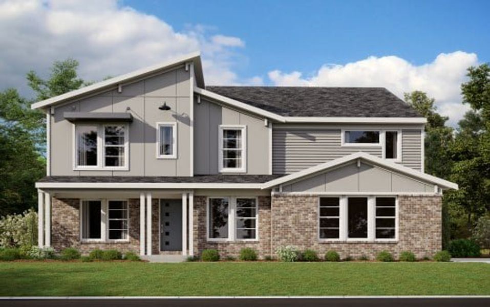 Representative exterior photo of a completed home built from the Grandin by Fischer Homes in Twin Lakes, Hoschton, GA (Image 12).