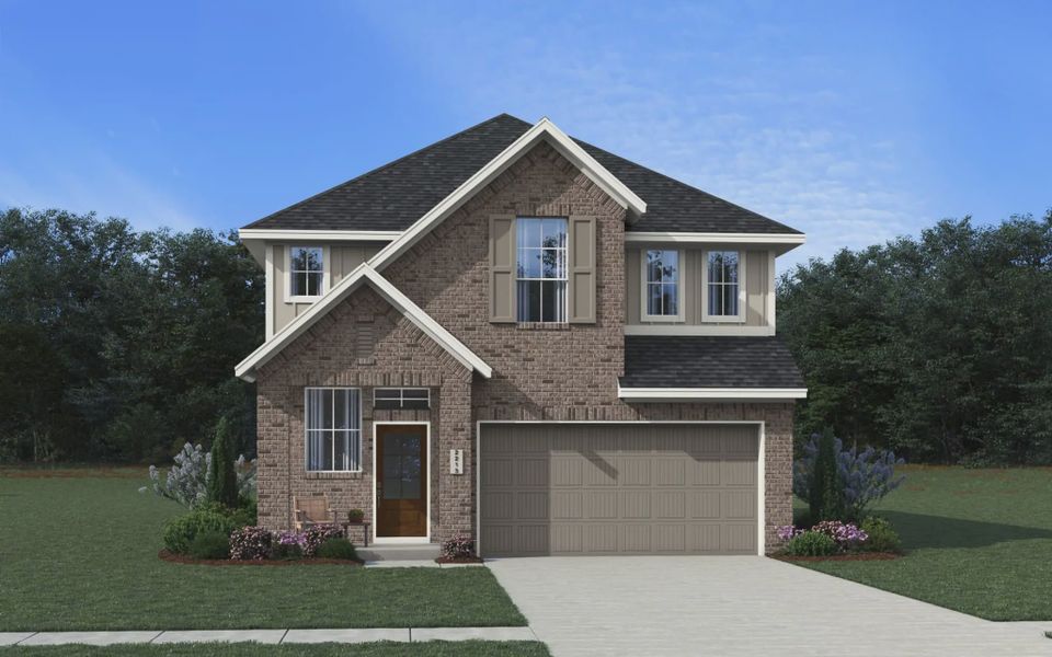 Representative exterior photo of a completed home built from the Sage by Chesmar Homes in Legacy at Lake Dunlap, New Braunfels, TX (Image 7).