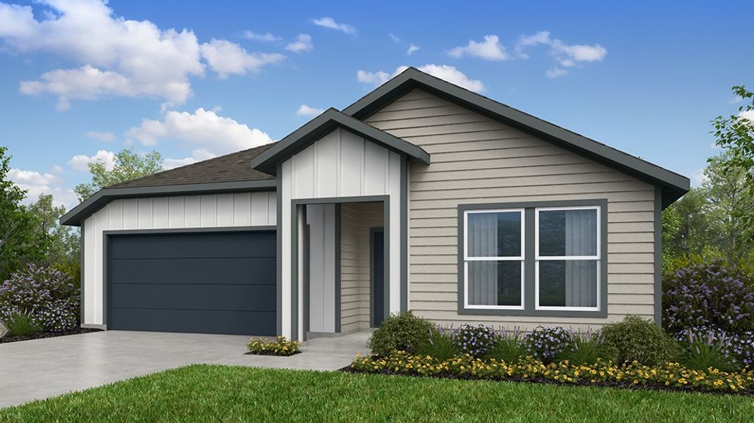 Representative exterior photo of a completed home built from the Meadowlark by Taylor Morrison in Longview 50s, Del Valle, TX (Image 6).