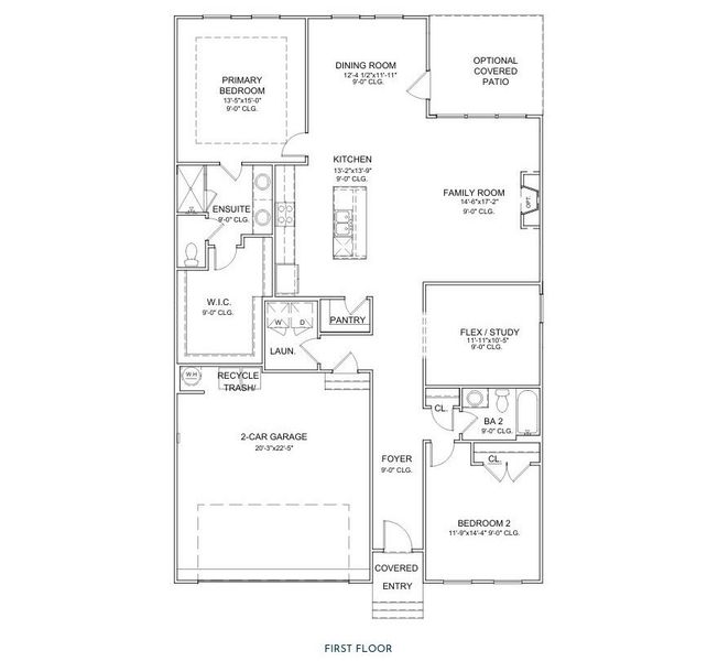 2D floor plan layout for the Daffodil by Empire Homes in Chastain, Ooltewah, TN (Image 3).