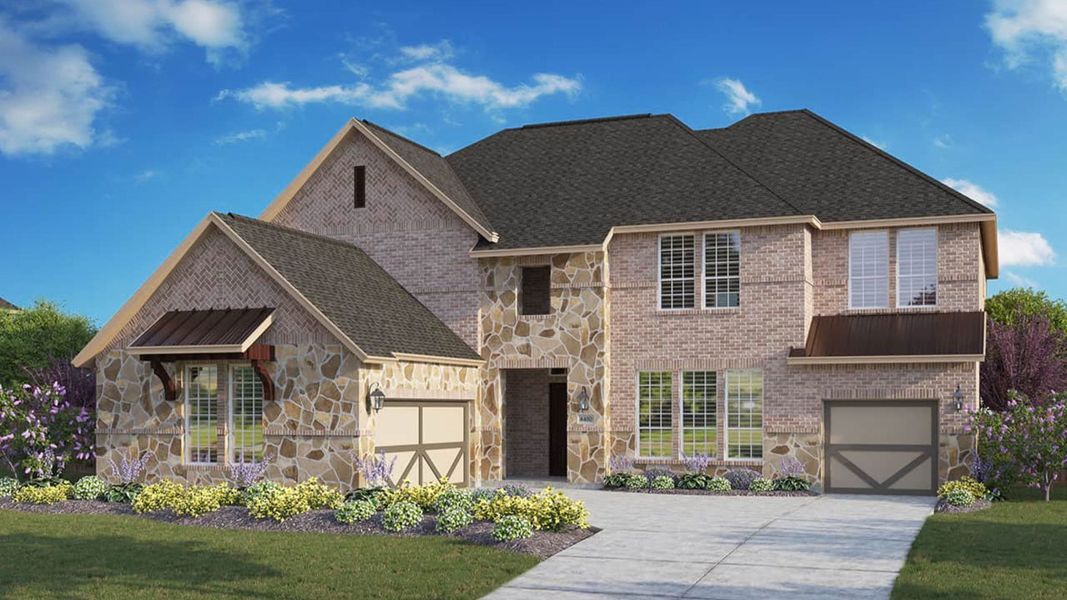 Representative exterior photo of a completed home built from the Partridge by DRB Homes in Oaks at San Gabriel, Georgetown, TX (Image 2).
