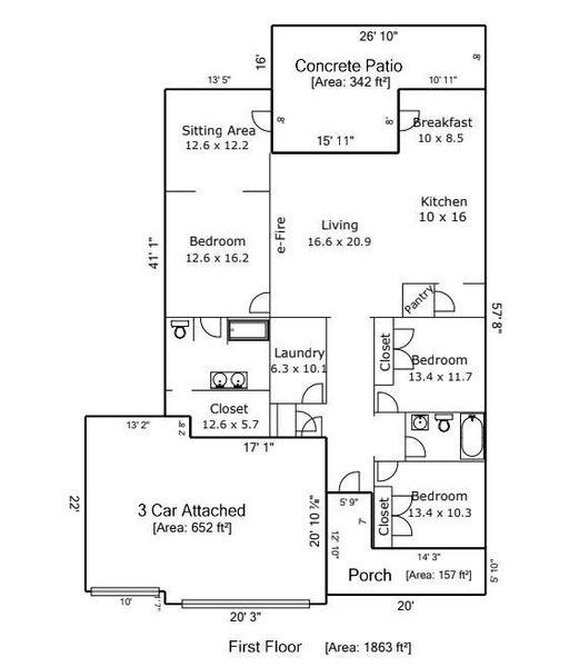 2D floor plan layout of this home in , Monroe, NC (Image 3).